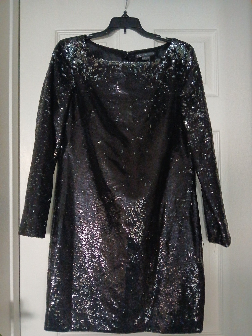 A/X Armani Exchange Black Long-Sleeve Sequin Shift Dress
